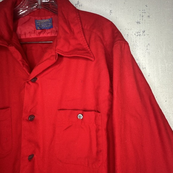 Vintage Pendleton Red Virgin Wool Button-Up Long Sleeve Shirt | Tagged Sz: XL - Picture 2 of 11